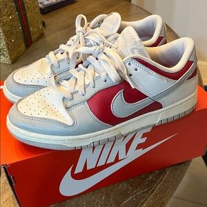 Nike men’s Dunk low red white gray